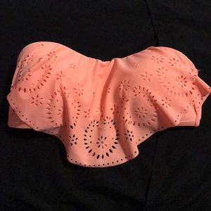 Peach strapless swimsuit top